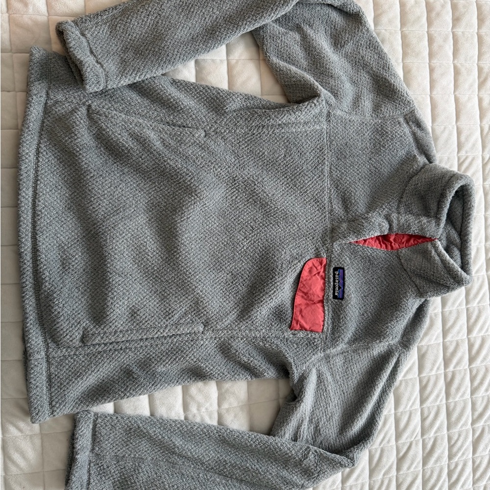 Patagonia Gray and Pink Turtleneck Sweater